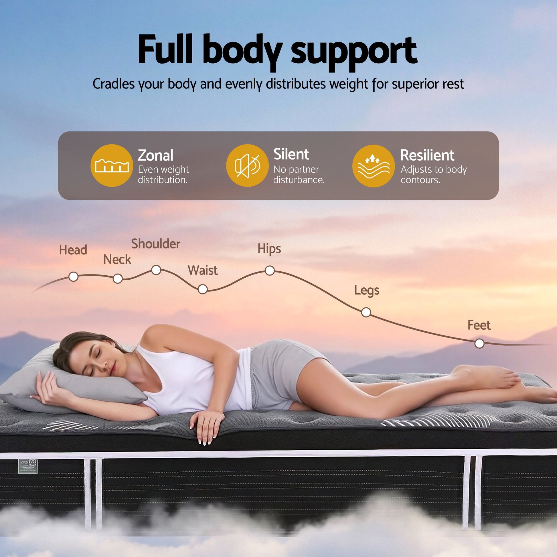Giselle Bedding Queen Mattress 35cm Euro Top with Graphene Cooling Comfort Medium Firm - Image 8