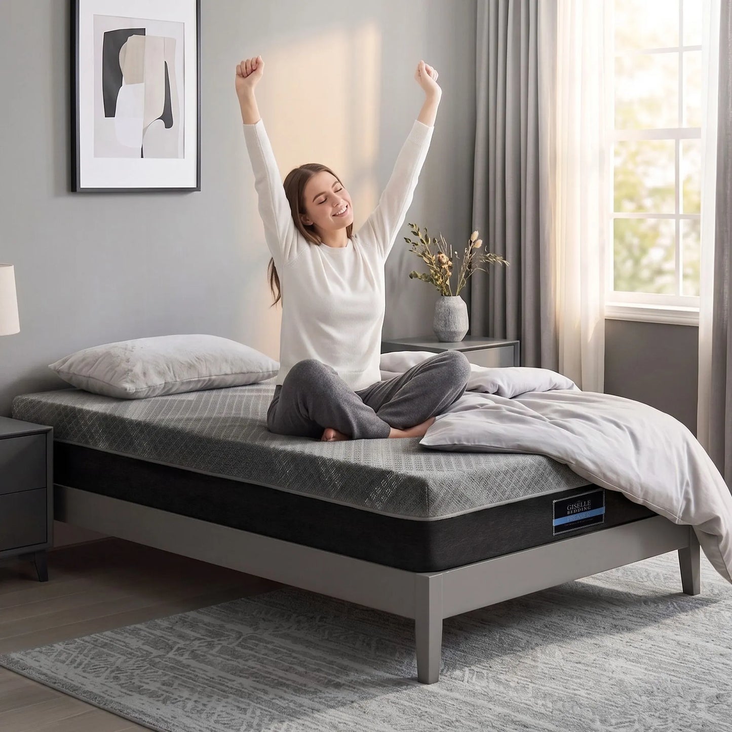 Giselle King Single Mattress 26cm Firm Pocket Spring Dual Edge Support Dark Grey - Image 5