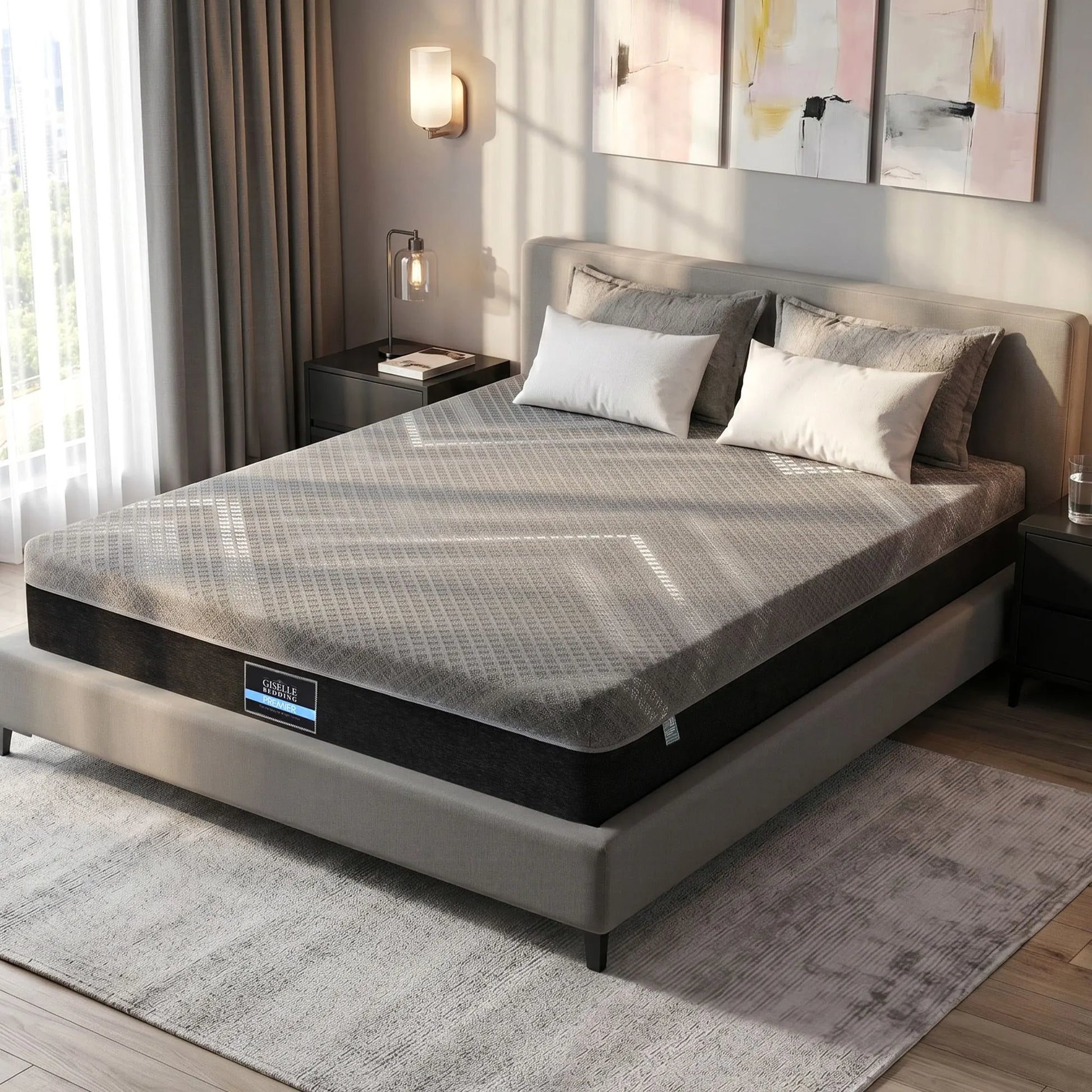 Giselle Queen Mattress 26cm Firm Pocket Spring Dual Edge Support Dark Grey - Image 8