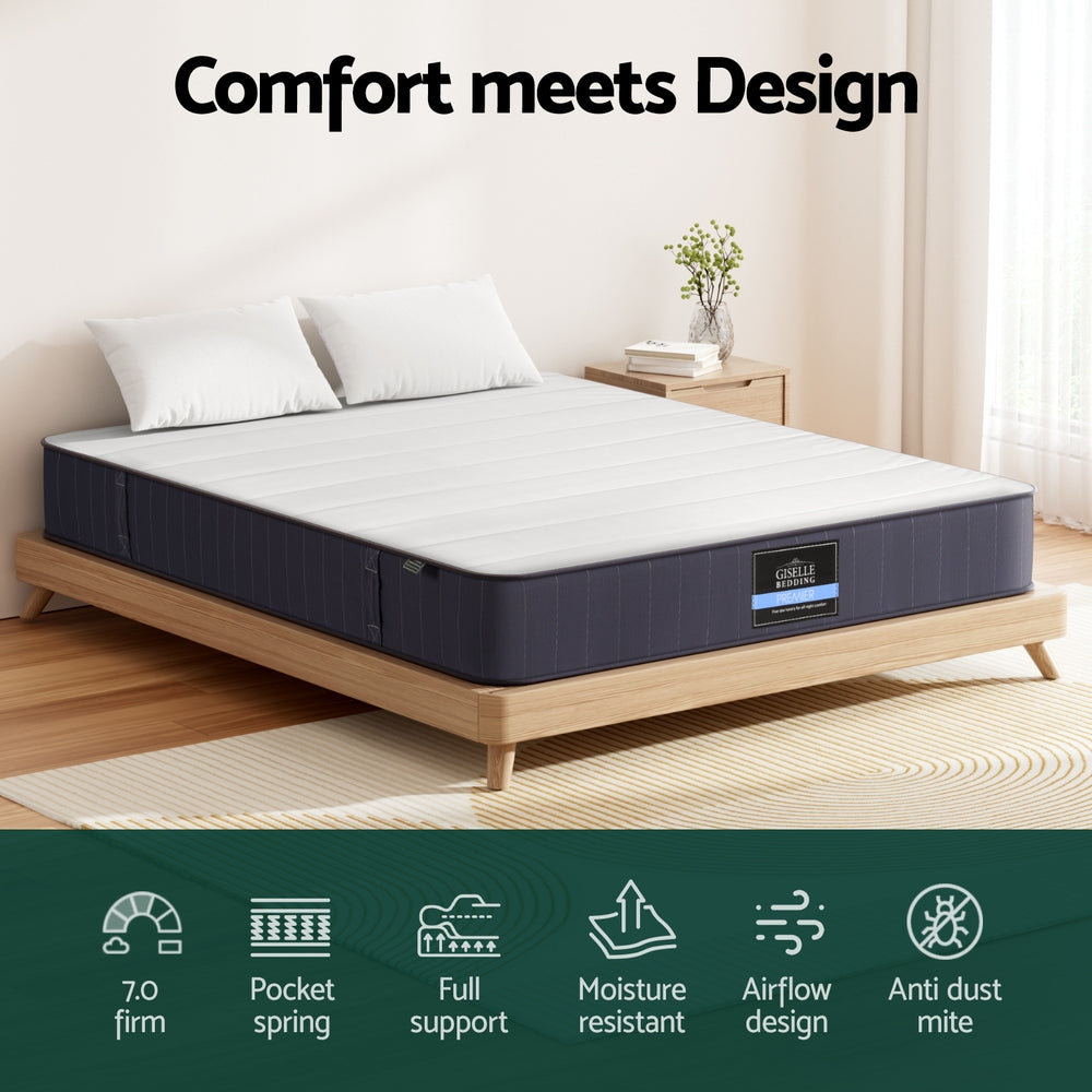 20cm Giselle Mattress Queen Bed Pocket Spring Mattresses - Image 5