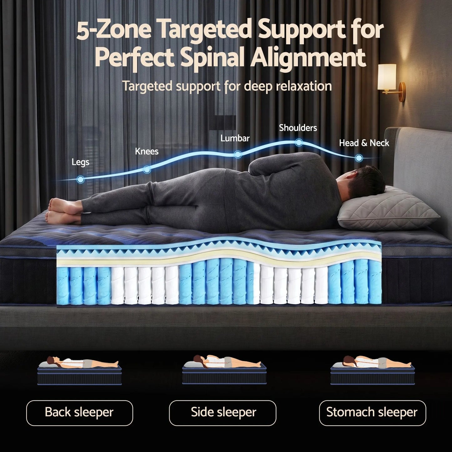 Giselle 34cm Queen Hybrid Mattress with Cooling Gel Memory Foam and Edge Support - Image 3