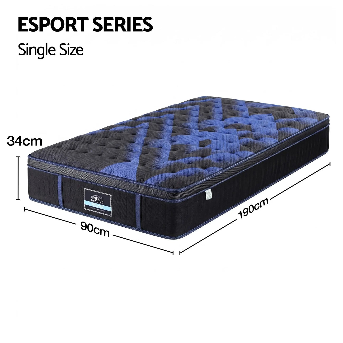 Giselle 34cm Single Hybrid Mattress with Cooling Gel Memory Foam and Edge Support - Image 9