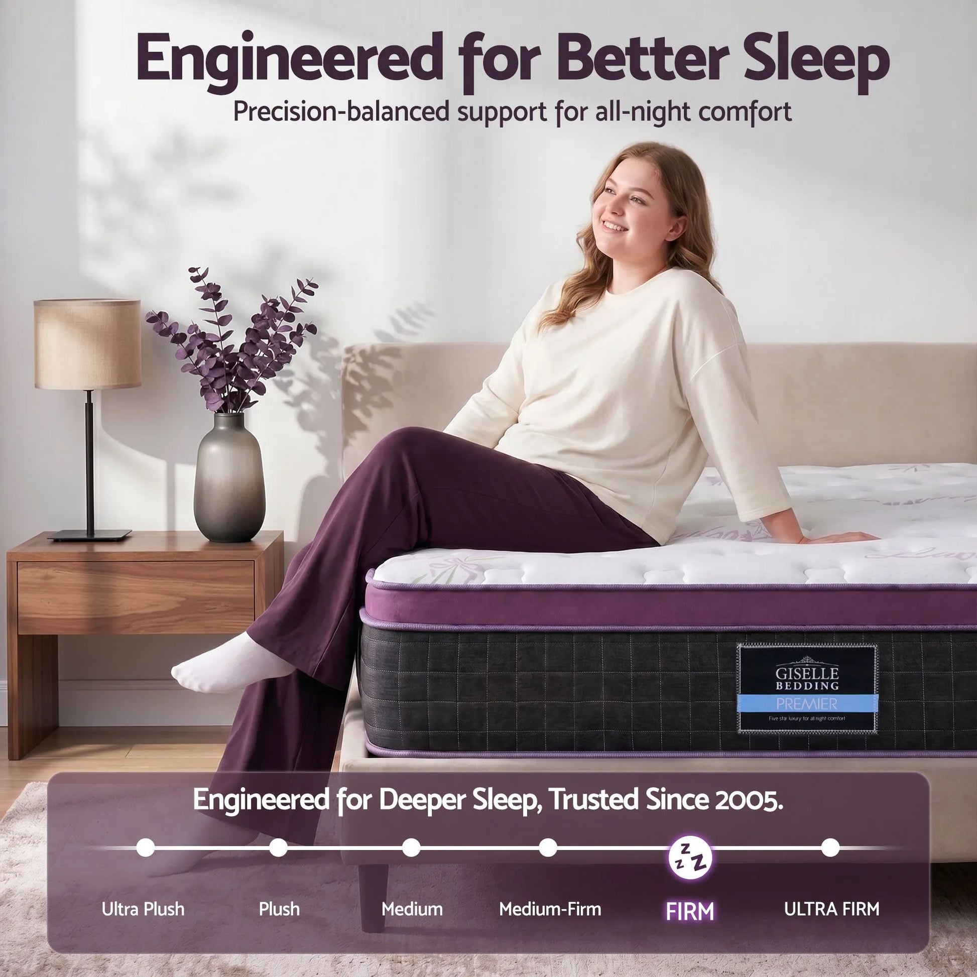 Giselle King Euro Top Mattress Firm Pocket Spring Edge Support