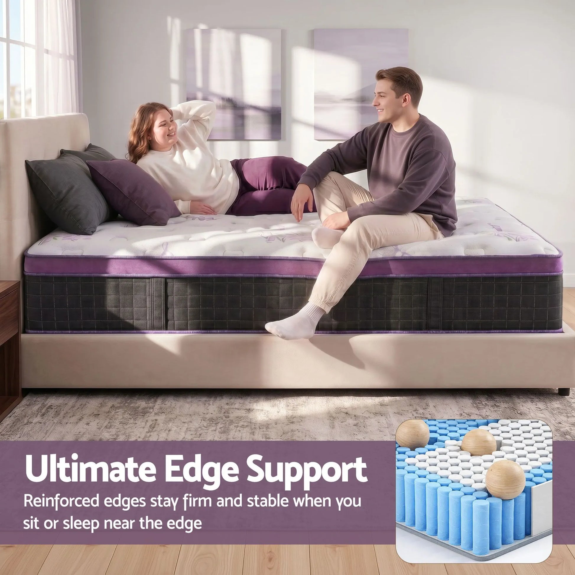 Giselle King Euro Top Mattress Firm Pocket Spring Edge Support - Image 6