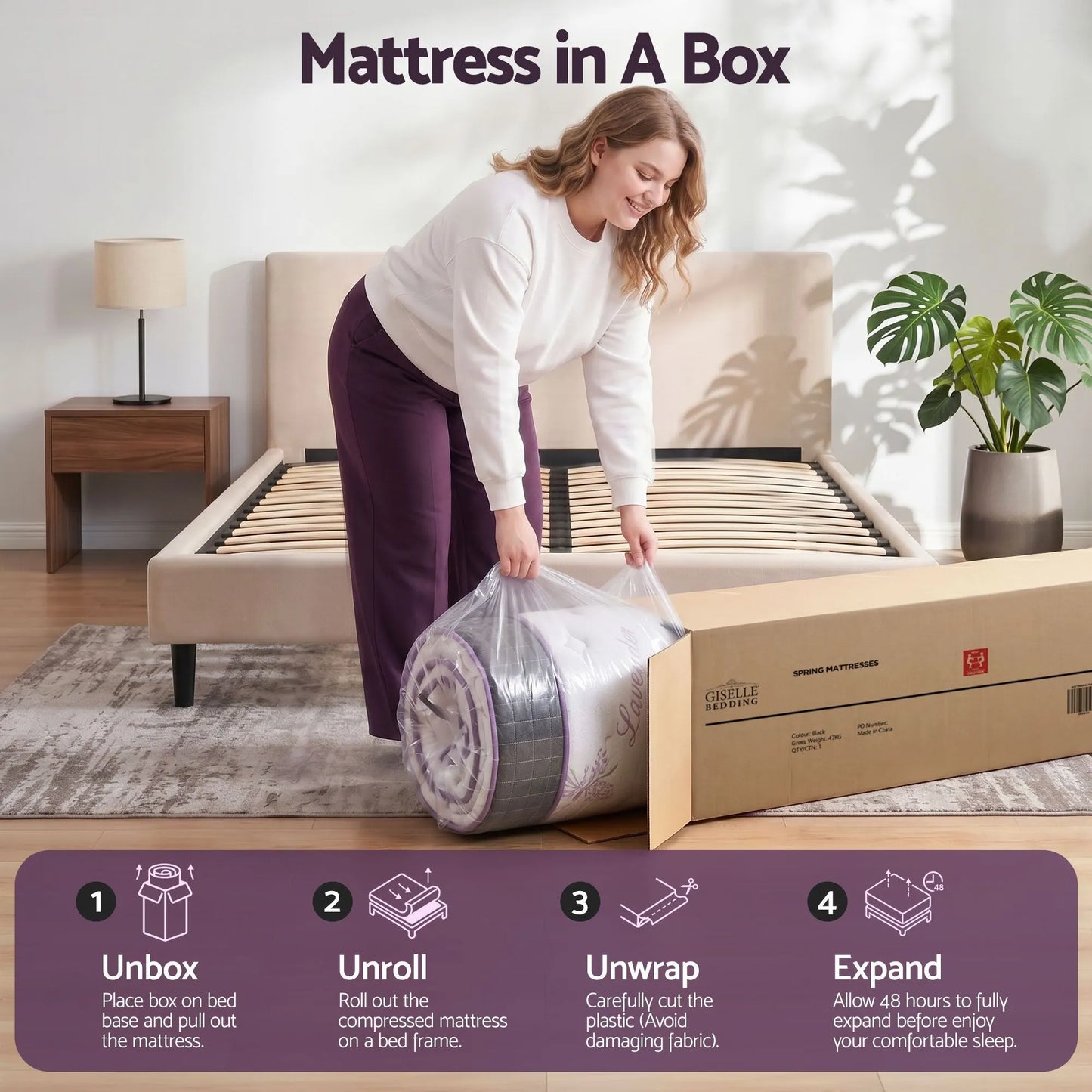 Giselle King Euro Top Mattress Firm Pocket Spring Edge Support - Image 7