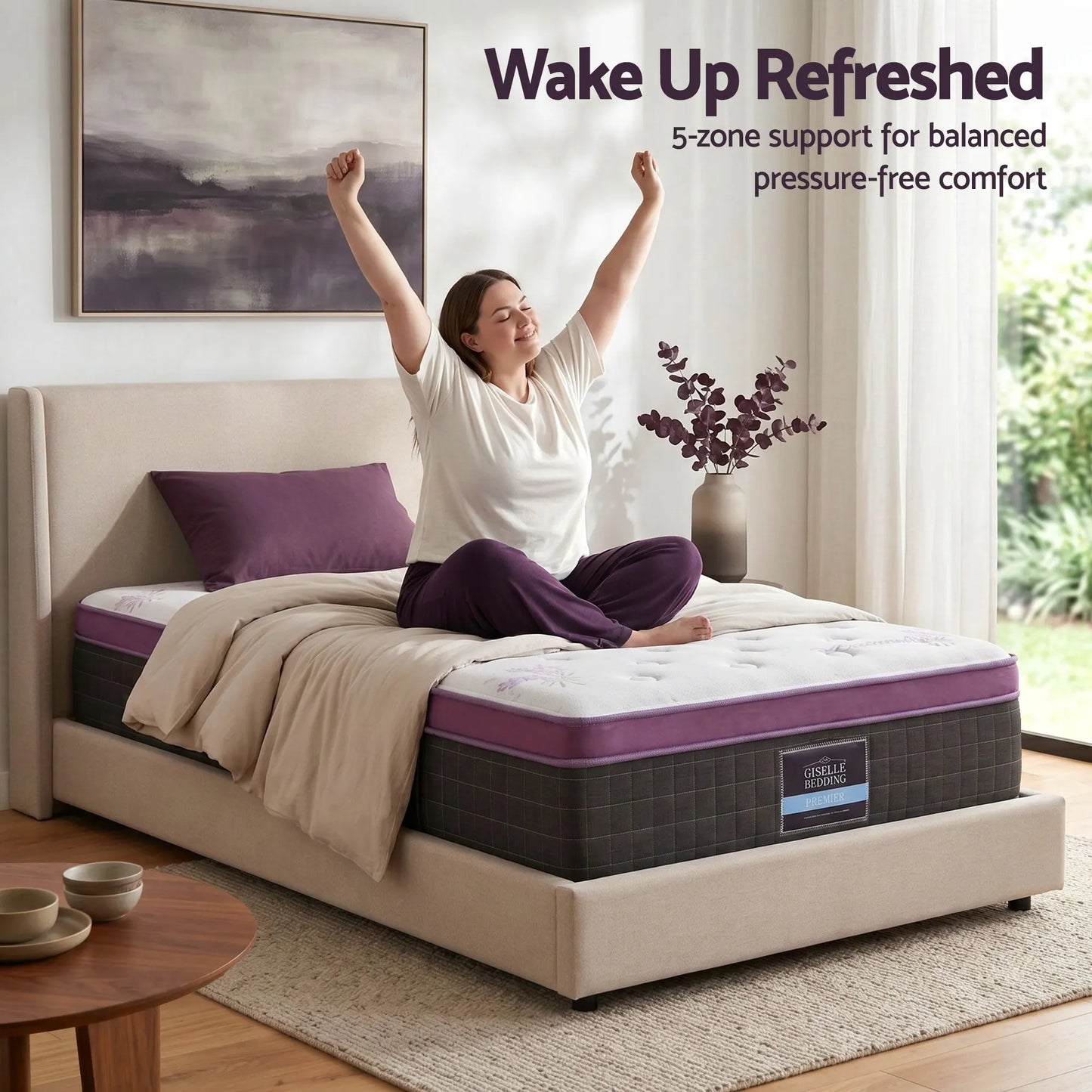 Giselle King Single Euro Top Mattress Firm Pocket Spring Edge Support - Image 5