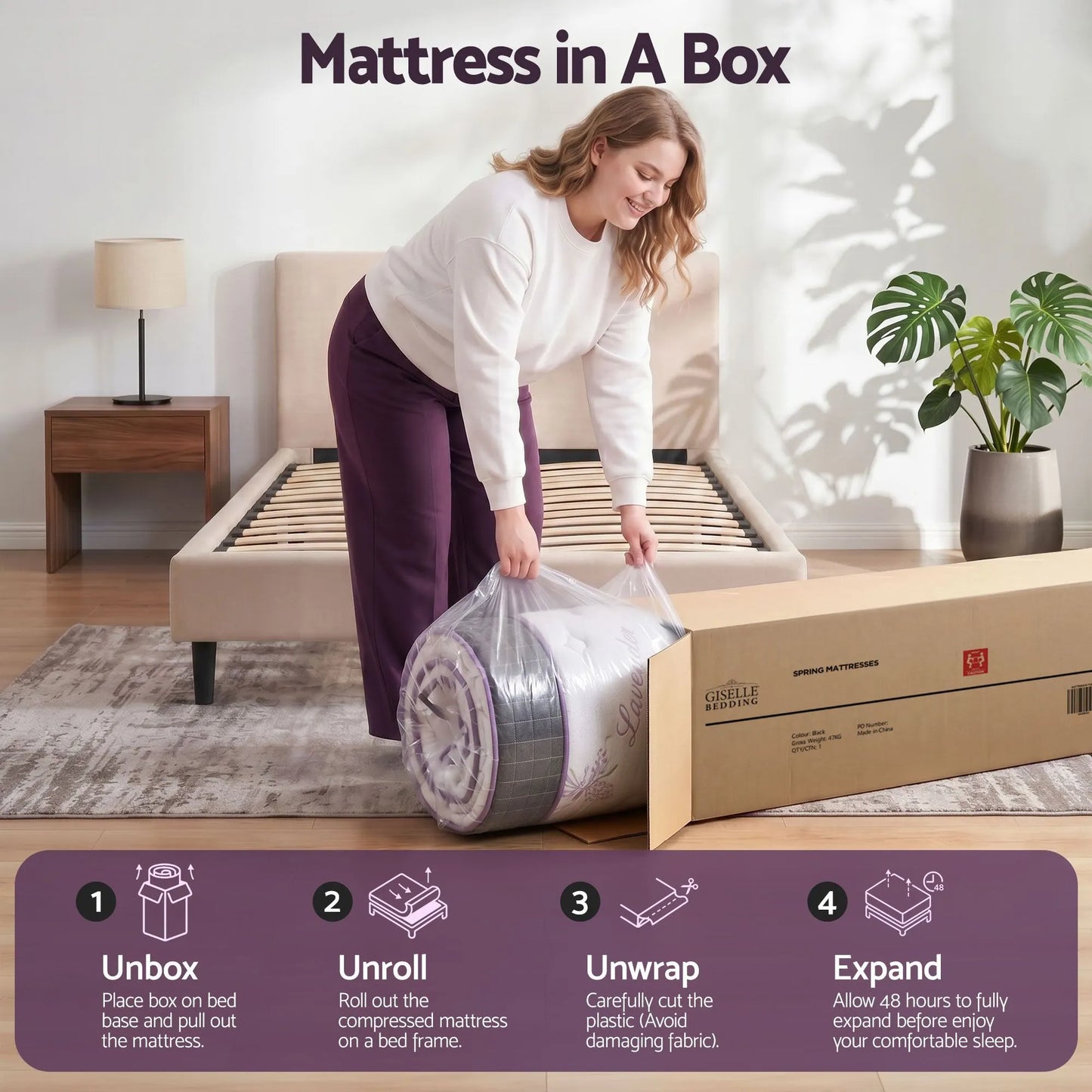 Giselle King Single Euro Top Mattress Firm Pocket Spring Edge Support - Image 7