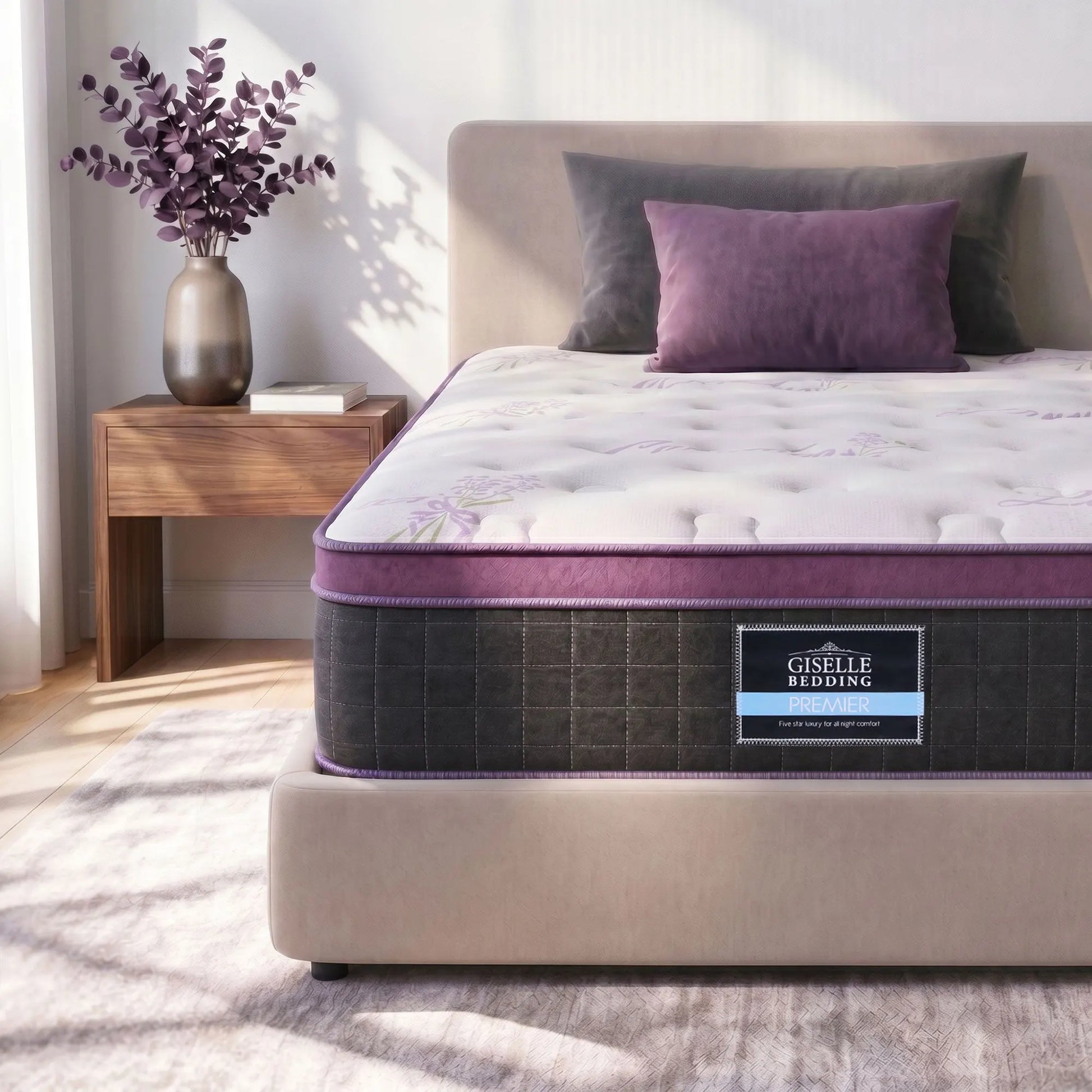 Giselle King Single Euro Top Mattress Firm Pocket Spring Edge Support - Image 8