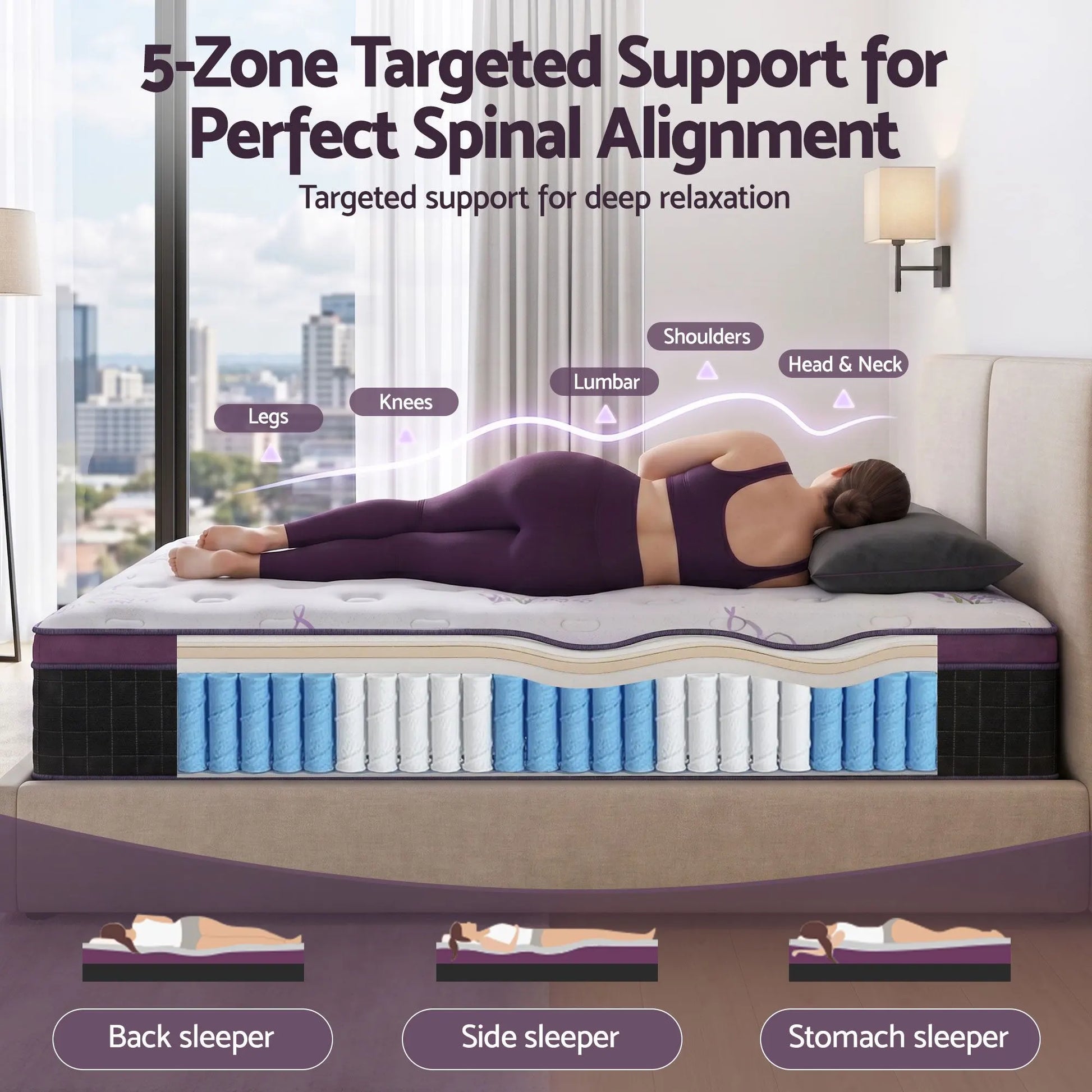 Giselle Queen Euro Top Mattress Firm Pocket Spring Edge Support - Image 3