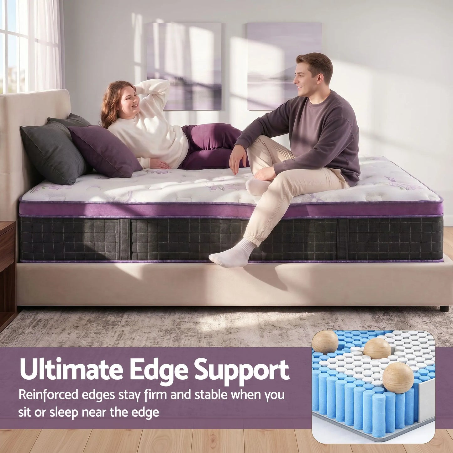 Giselle Queen Euro Top Mattress Firm Pocket Spring Edge Support - Image 6