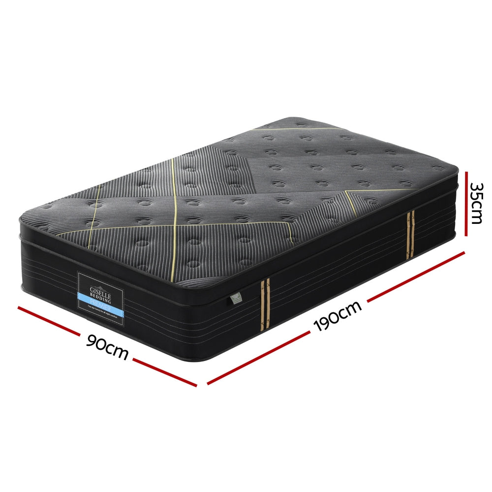 35cm Giselle Mattress Single Bed Bamboo Pocket Firm Foam - Image 3