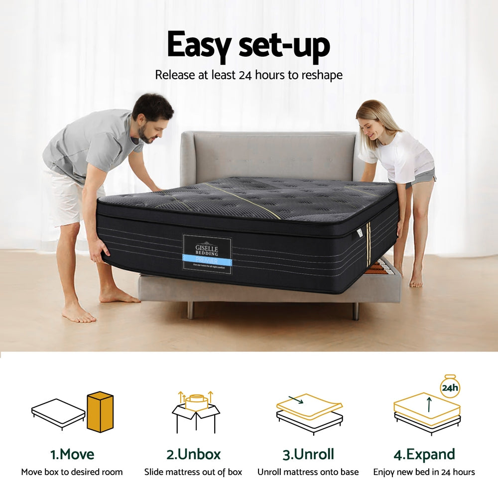 35cm Giselle Mattress Single Bed Bamboo Pocket Firm Foam - Image 7