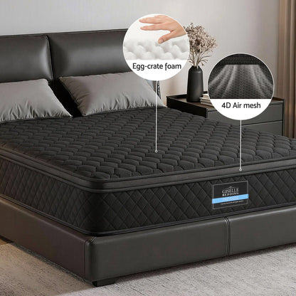 Giselle Bedding King Mattress 34cm Euro Top with 5-Zone Pocket Spring Support Black - Image 5