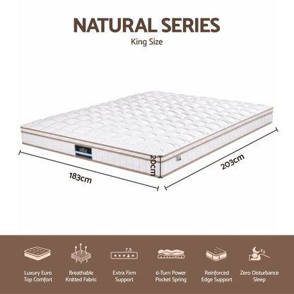 Giselle 20cm Firm King Mattress Pocket Spring for Bedroom or Guest Room - Image 2