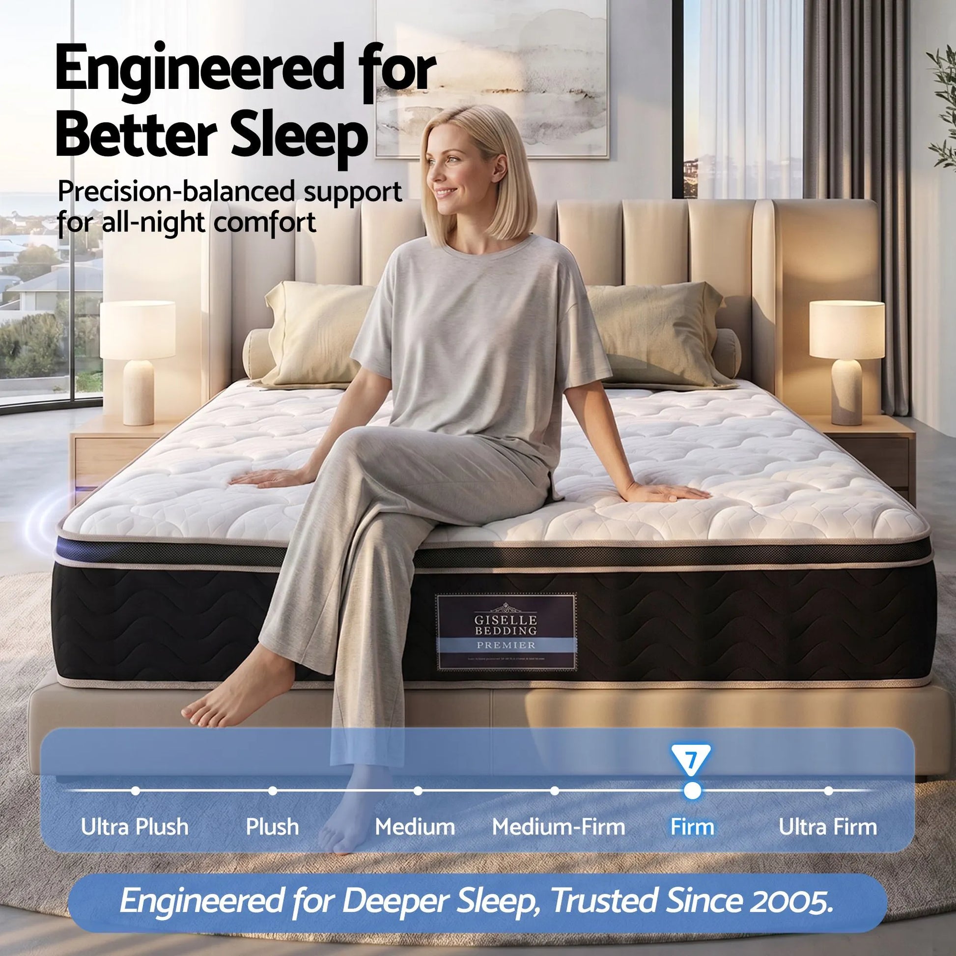 Giselle 35cm Double Mattress Firm with Copper Memory Foam and Edge Support