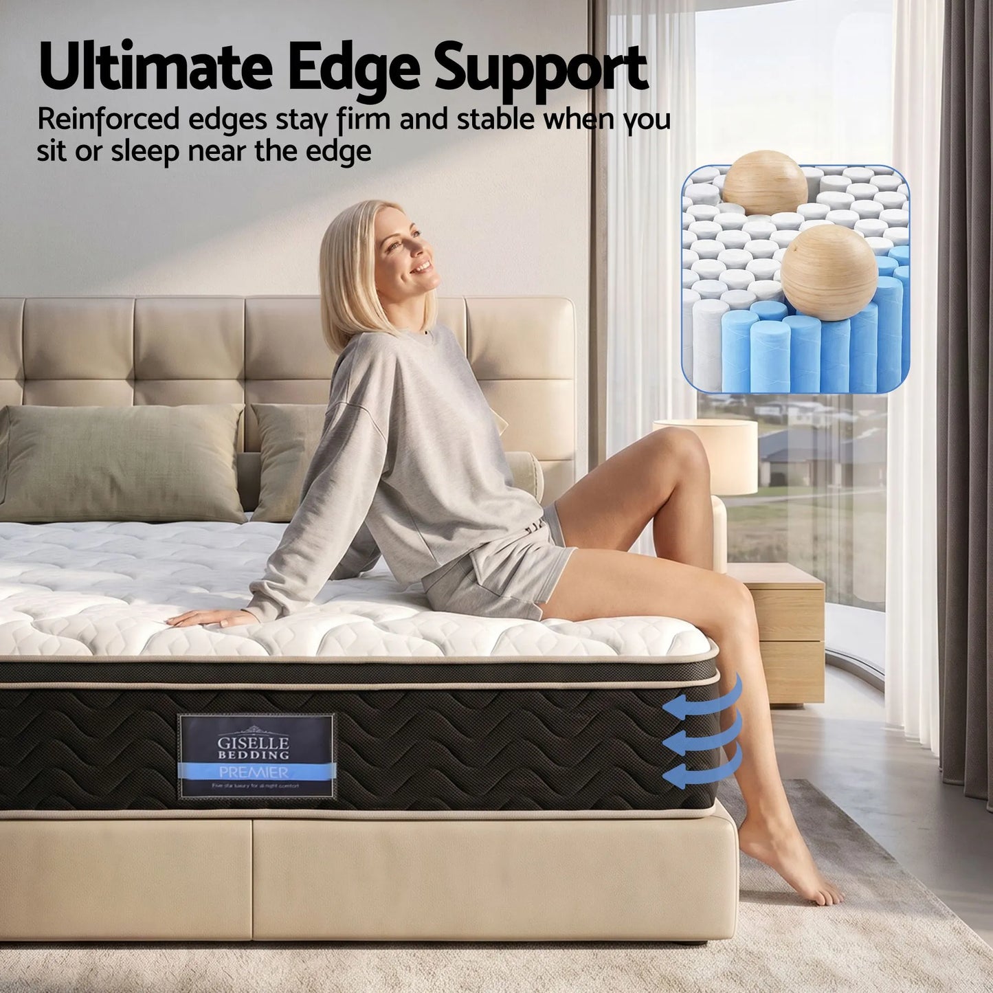 Giselle 35cm Double Mattress Firm with Copper Memory Foam and Edge Support - Image 6