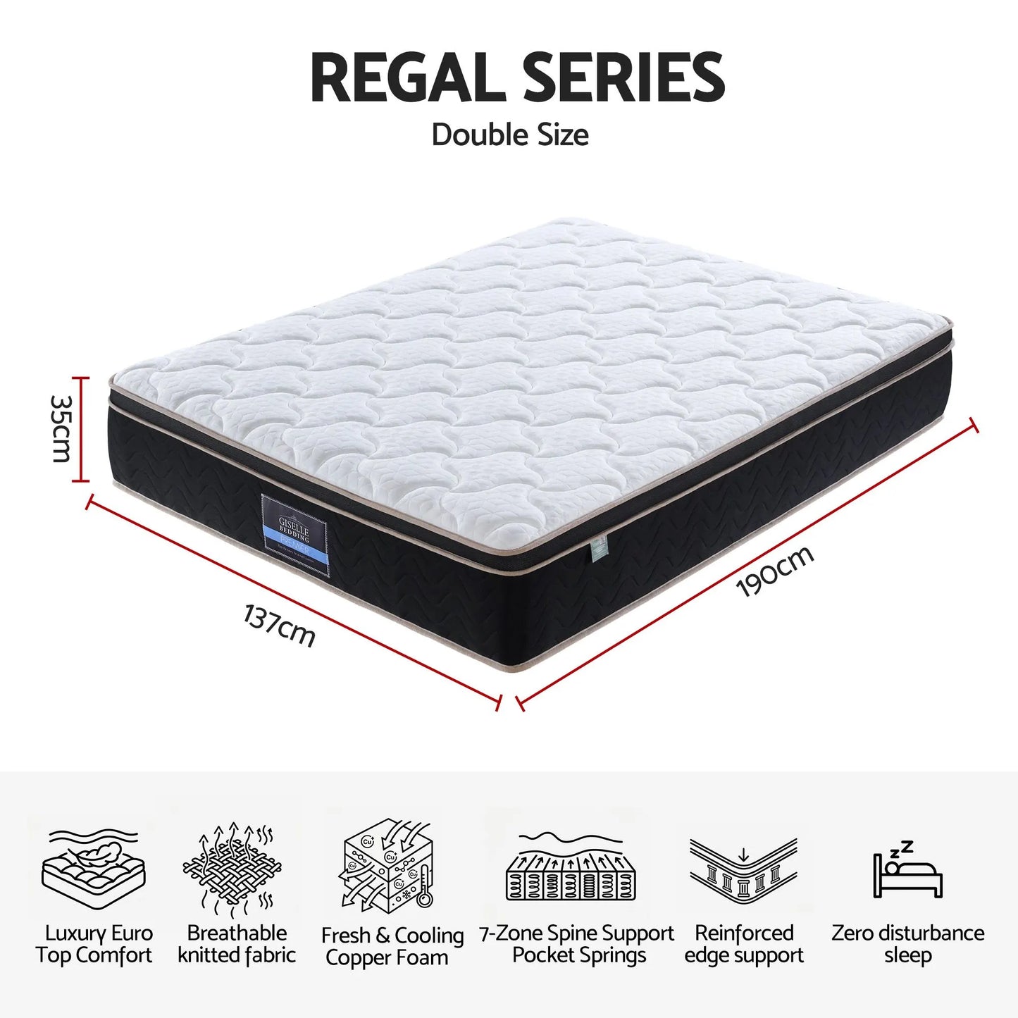 Giselle 35cm Double Mattress Firm with Copper Memory Foam and Edge Support - Image 9