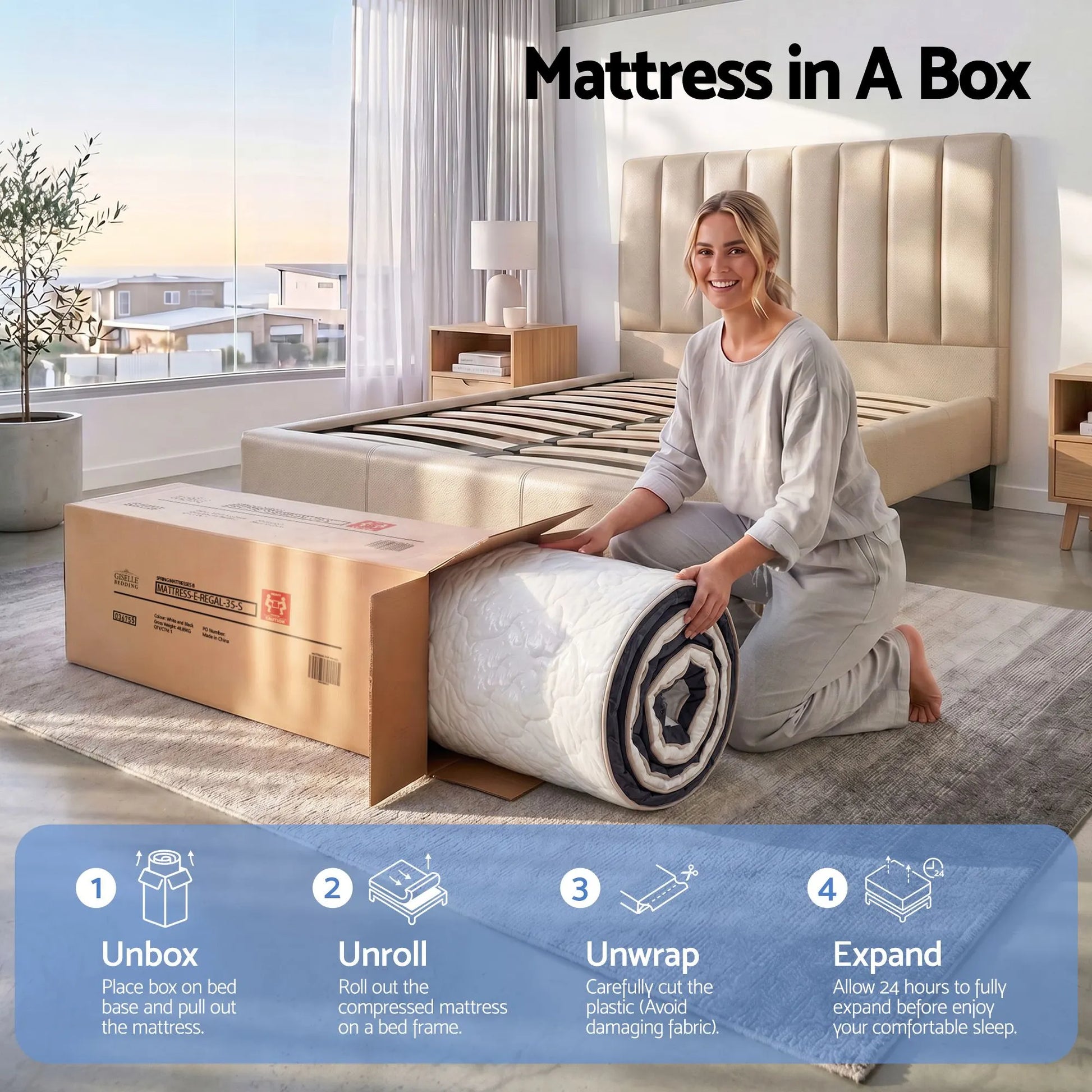 Giselle 35cm King Single Mattress Firm with Copper Memory Foam and Edge Support - Image 7