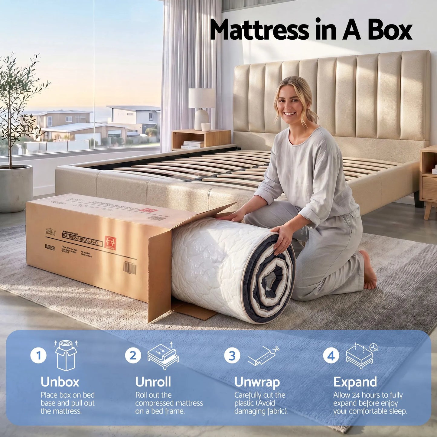 Giselle 35cm Queen Mattress Firm with Copper Memory Foam and Edge Support - Image 7