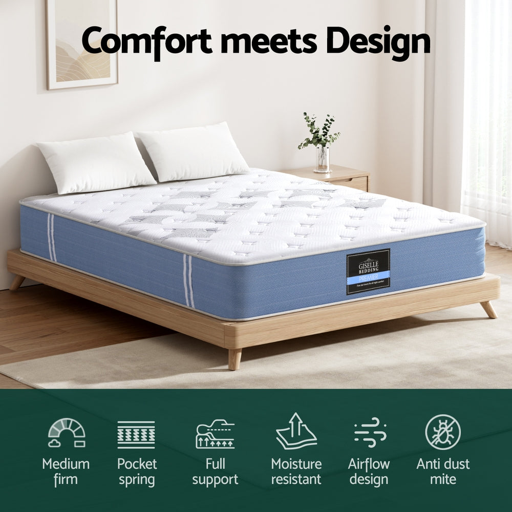 25cm Giselle Mattress Double Bed Pocket Spring Mattresses - Image 5
