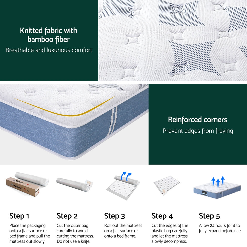 25cm Giselle Mattress Double Bed Pocket Spring Mattresses - Image 7