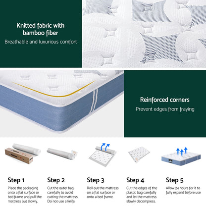 25cm Giselle Mattress Double Bed Pocket Spring Mattresses - Image 7