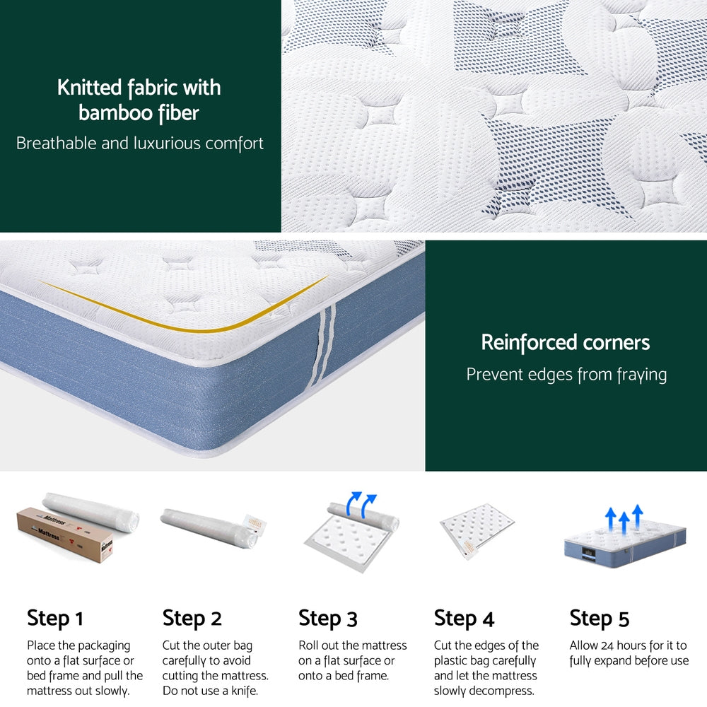 25cm Giselle Mattress Single Bed Pocket Spring Mattresses - Image 7