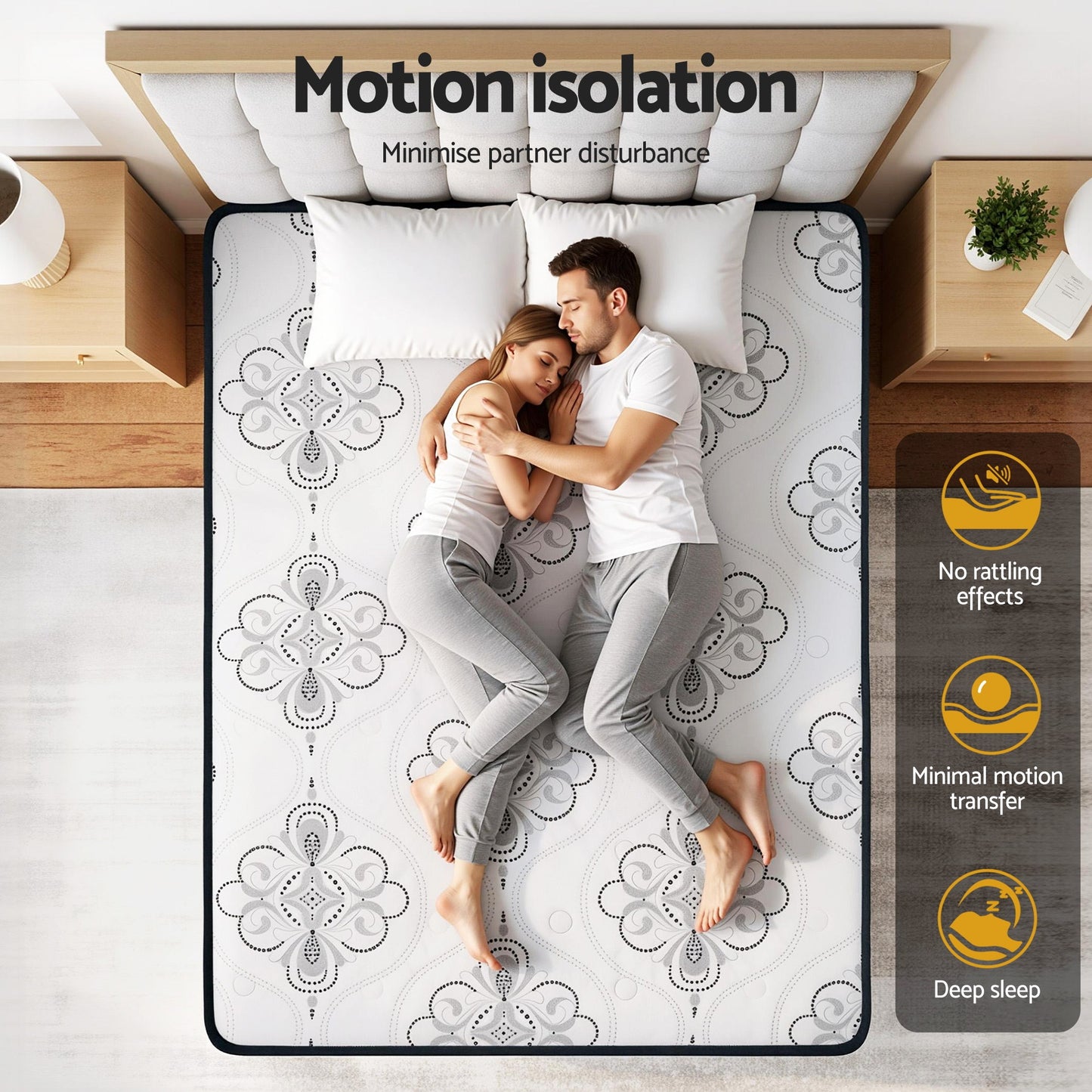 Giselle Bedding King Mattress 30cm Pocket Spring Euro Top Medium Firm Foam - Image 9