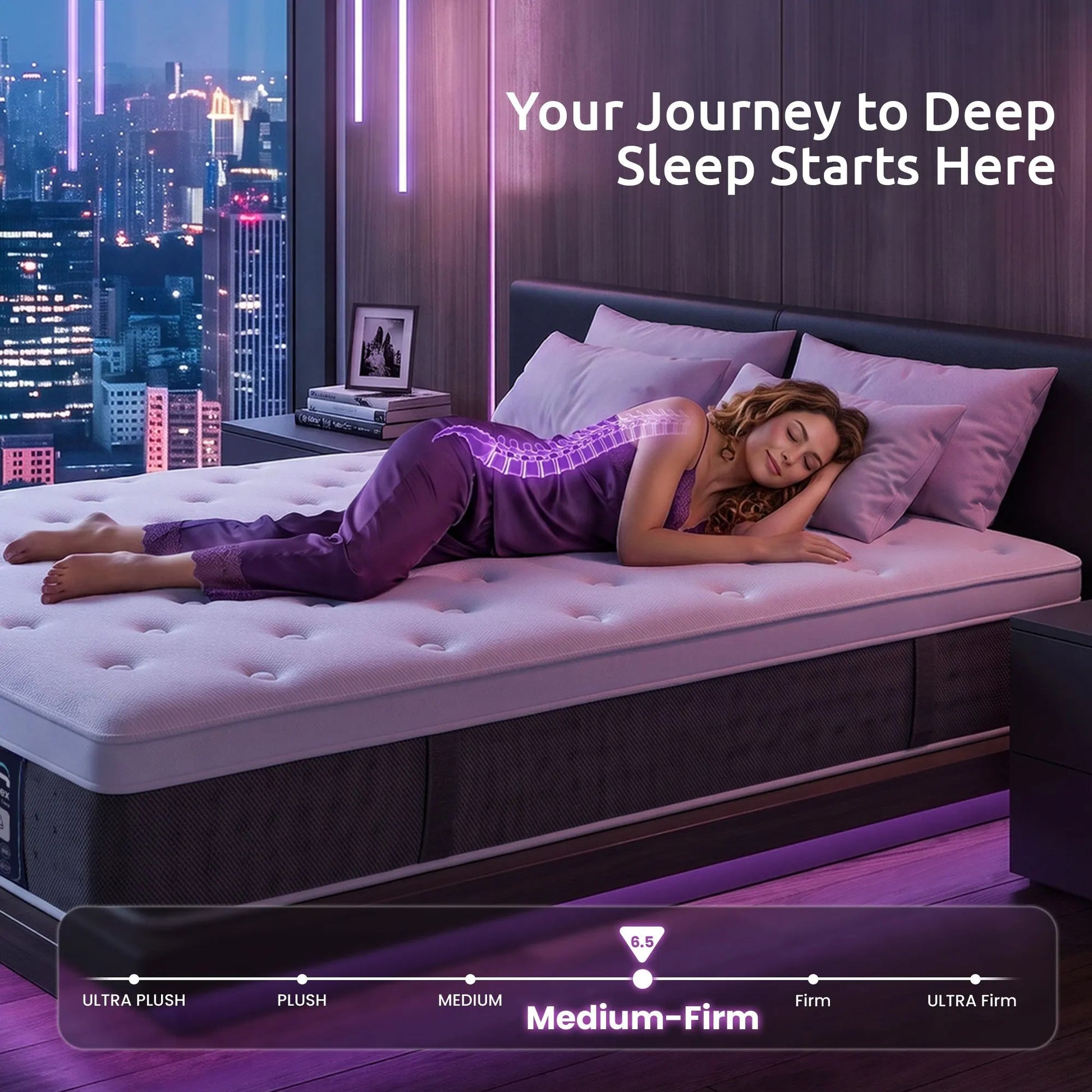 Levitex Queen Mattress Lumbar Support, 5-Zone Pocket Springs & 2-Row Hardened Edges for Deep Sleep, Cooling Gel Memory & Egg-Crate Foam - Image 4
