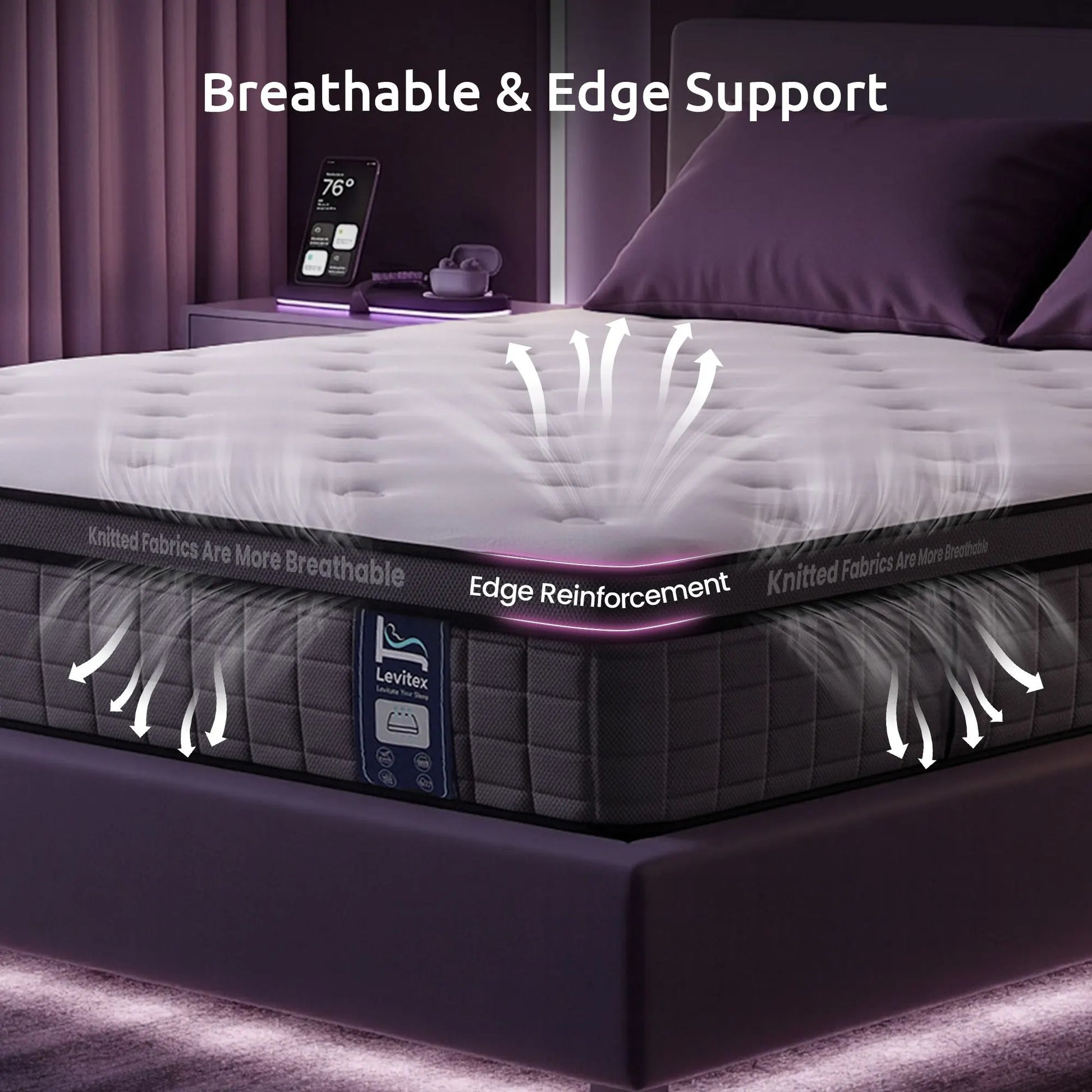 Levitex King Mattress 2 Rows Edge Support for Deep Sleep 5-Zone Ergonomic Pocket Spring Breathable Corrugated Sponge Medium Firm 30CM - Image 7