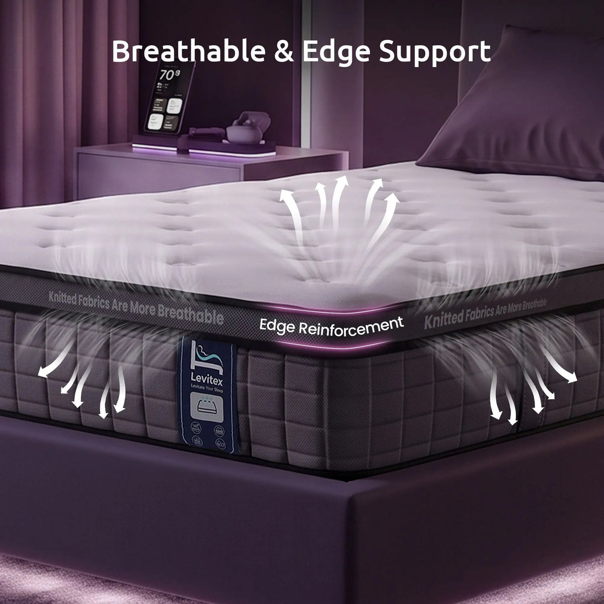 Levitex Single Mattress 2 Rows Edge Support for Deep Sleep 5-Zone Ergonomic Pocket Spring Breathable Corrugated Sponge Medium Firm 30CM - Image 7