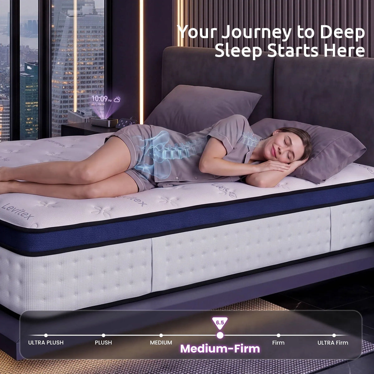 Levitex 35CM King Mattresses Gel Memory Foam and 7-Zone Ergonomic Pocket Spring, Anti-Roll Dual-Row Edge, Undisturbed Deep Sleep For Restless Couples, Triple Cooling System - Image 4