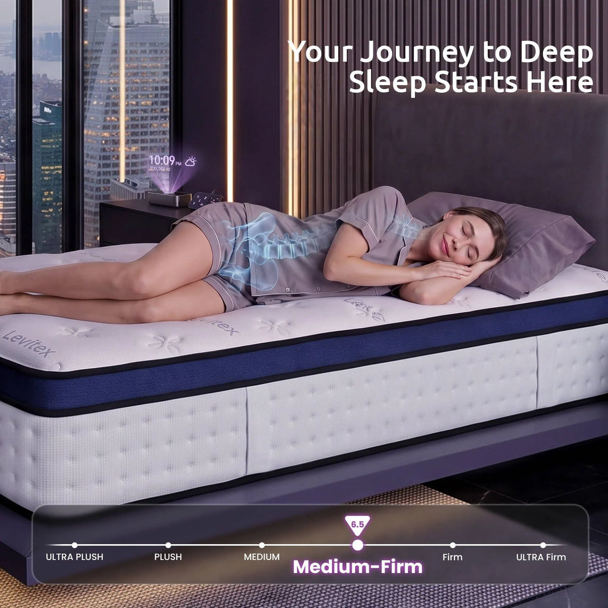 Levitex 35CM King Single Mattresses Gel Memory Foam and 7-Zone Ergonomic Pocket Spring, Anti-Roll Dual-Row Edge, Triple Cooling System for Hot Sleepers - Image 4