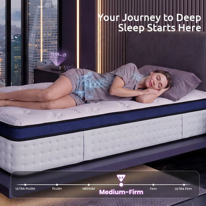 Levitex 35CM King Single Mattresses Gel Memory Foam and 7-Zone Ergonomic Pocket Spring, Anti-Roll Dual-Row Edge, Triple Cooling System for Hot Sleepers - Image 4