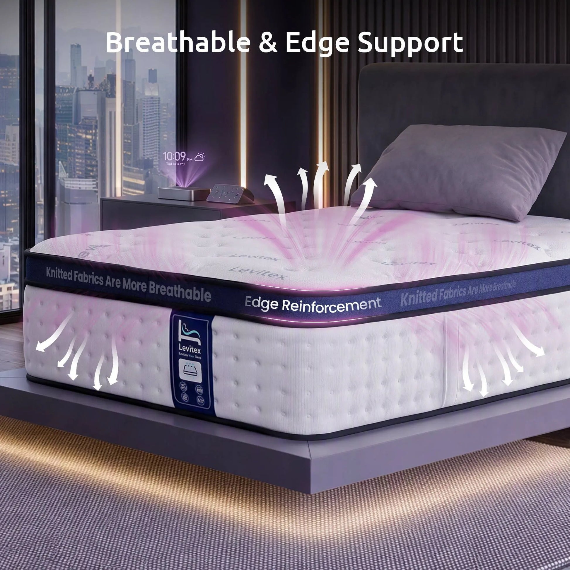 Levitex 35CM King Single Mattresses Gel Memory Foam and 7-Zone Ergonomic Pocket Spring, Anti-Roll Dual-Row Edge, Triple Cooling System for Hot Sleepers - Image 8