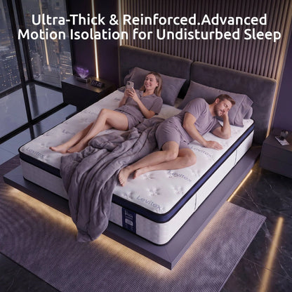 Levitex 35CM Queen Mattresses Gel Memory Foam and 7-Zone Ergonomic Pocket Spring, Anti-Roll Dual-Row Edge, Undisturbed Deep Sleep For Restless Couples, Triple Cooling System - Image 7