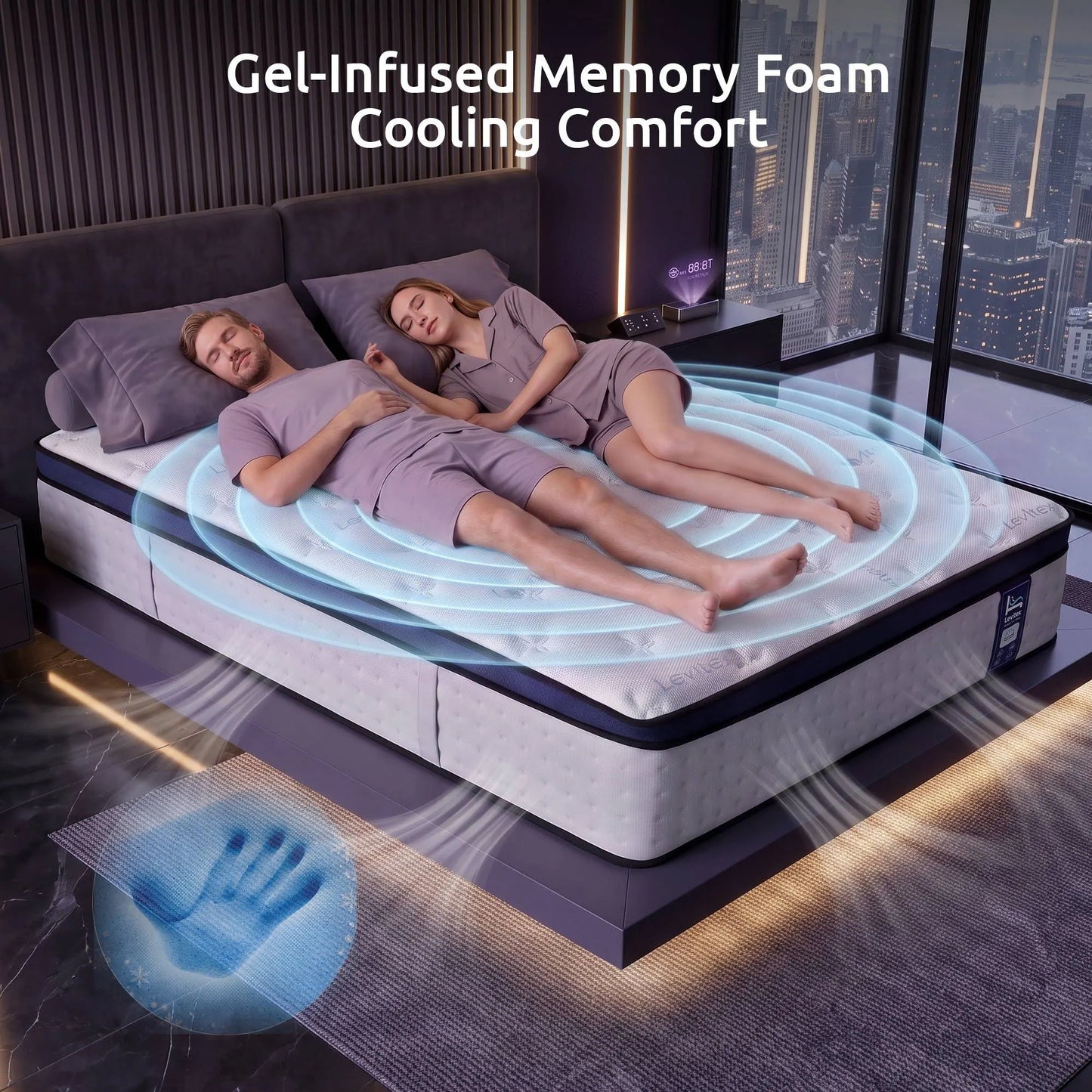 Levitex 35CM Queen Mattresses Gel Memory Foam and 7-Zone Ergonomic Pocket Spring, Anti-Roll Dual-Row Edge, Undisturbed Deep Sleep For Restless Couples, Triple Cooling System - Image 8