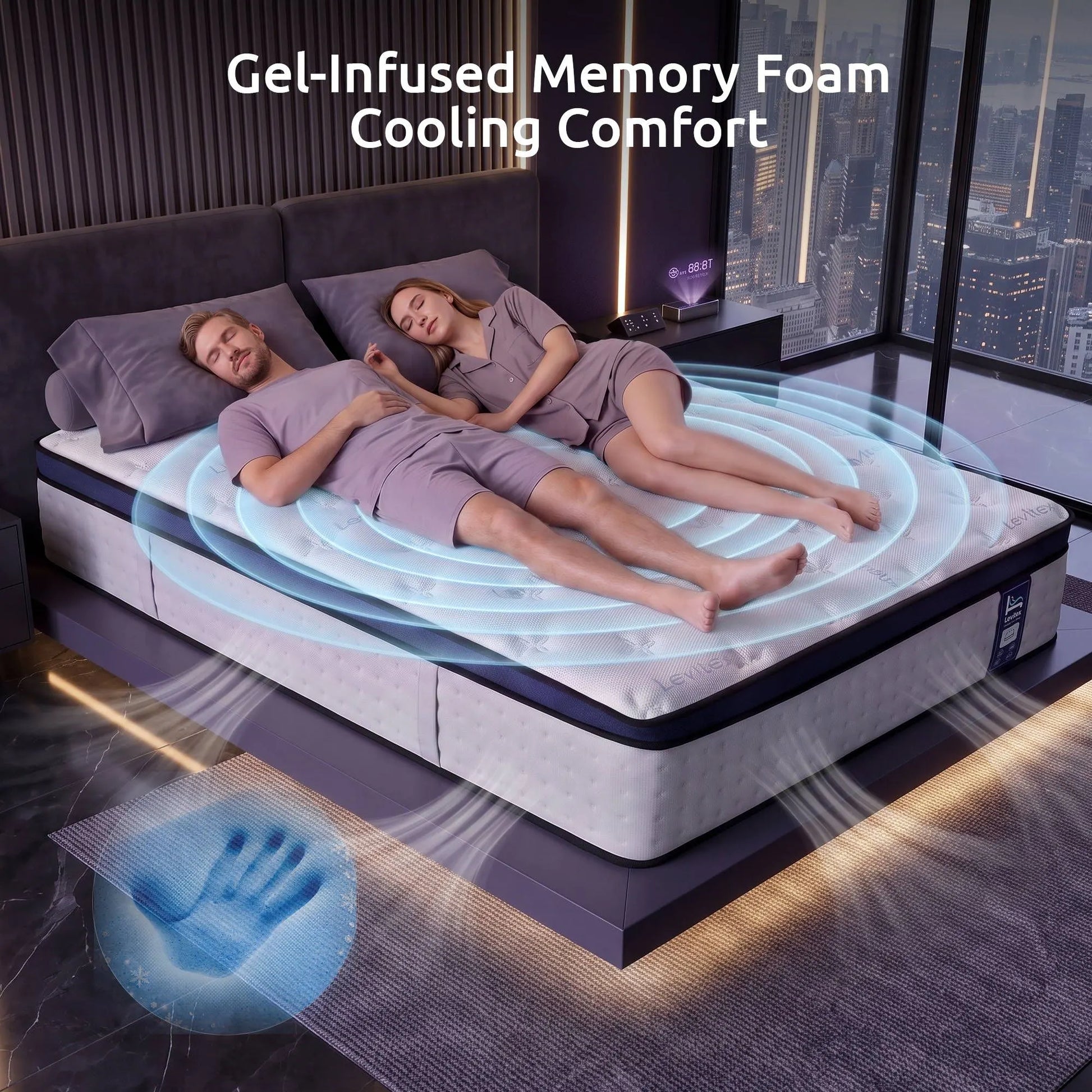 Levitex 35CM Queen Mattresses Gel Memory Foam and 7-Zone Ergonomic Pocket Spring, Anti-Roll Dual-Row Edge, Undisturbed Deep Sleep For Restless Couples, Triple Cooling System - Image 8