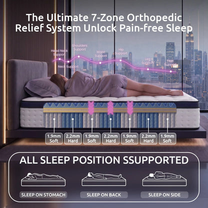 Levitex 35CM Single Mattresses Gel Memory Foam and 7-Zone Ergonomic Pocket Spring, Anti-Roll Dual-Row Edge, Triple Cooling System for Hot Sleepers - Image 6