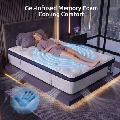 Levitex 35CM Single Mattresses Gel Memory Foam and 7-Zone Ergonomic Pocket Spring, Anti-Roll Dual-Row Edge, Triple Cooling System for Hot Sleepers - Image 7