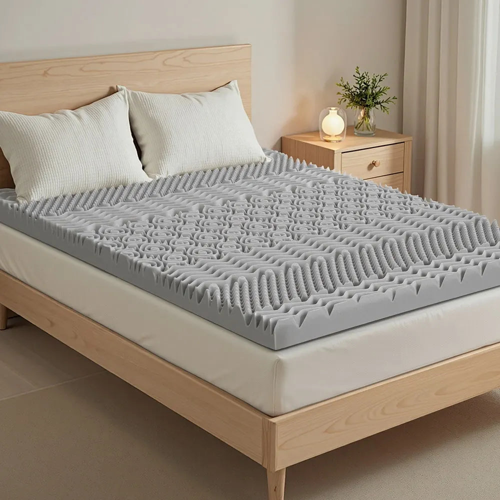 Giselle Bedding 8cm Memory Foam Mattress Topper 7-Zone Graphite Double - Image 7