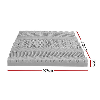 Giselle Bedding 8cm Memory Foam Mattress Topper 7-Zone Graphite King Single - Image 2