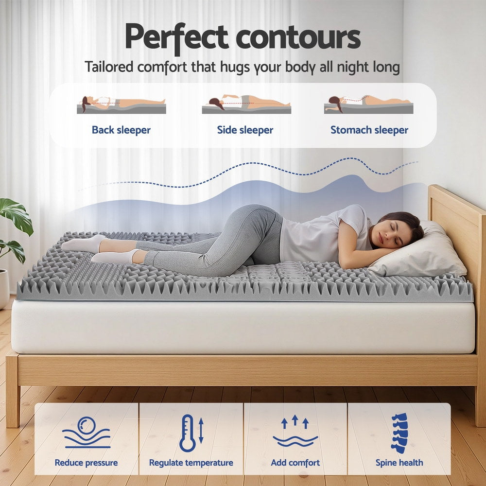 Giselle Bedding 8cm Memory Foam Mattress Topper 7-Zone Graphite Queen - Image 4