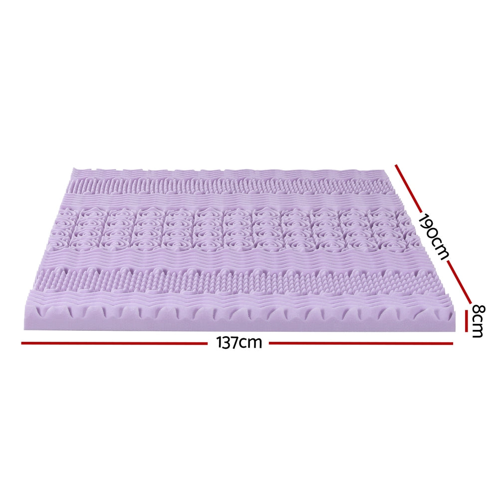 Giselle 8cm Memory Foam Mattress Topper Lavender Infused Bamboo Cover 7-Zone Double - Image 2