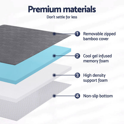 Giselle 8cm Memory Foam Mattress Topper Gel Dual Layer Foam Bamboo Double - Image 5