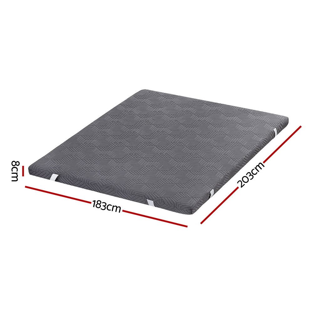 Giselle 8cm Memory Foam Mattress Topper Gel Dual Layer Foam Bamboo King - Image 2