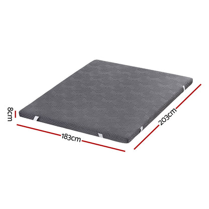 Giselle 8cm Memory Foam Mattress Topper Gel Dual Layer Foam Bamboo King - Image 2