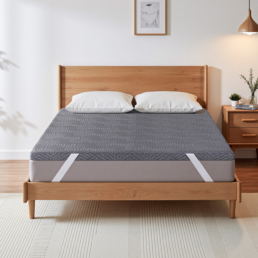 Giselle 8cm Memory Foam Mattress Topper Gel Dual Layer Foam Bamboo King - Image 7