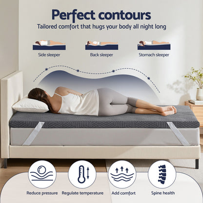 Giselle 8cm Memory Foam Mattress Topper Gel Dual Layer Foam Bamboo King Single - Image 4