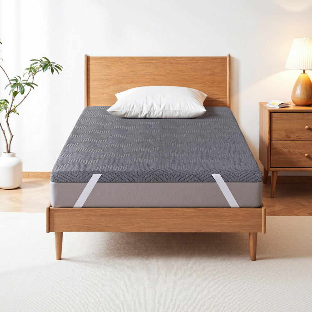 Giselle 8cm Memory Foam Mattress Topper Gel Dual Layer Foam Bamboo King Single - Image 7